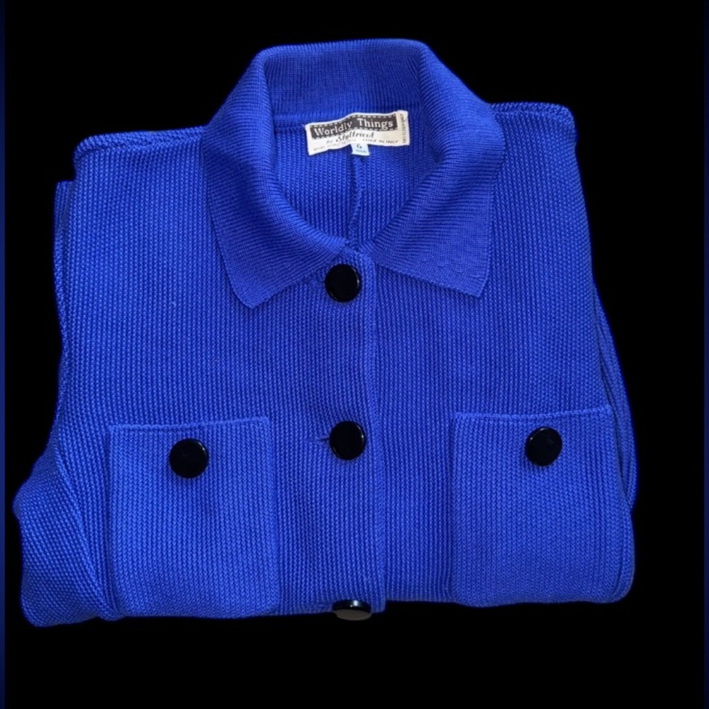 Worldly Things Blue Wool Cardigan